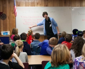 Ari leads students in the Pillowcase Project Pledge
