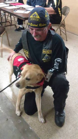 A Navy vet meets Joy, the Red Cross therapy dog.